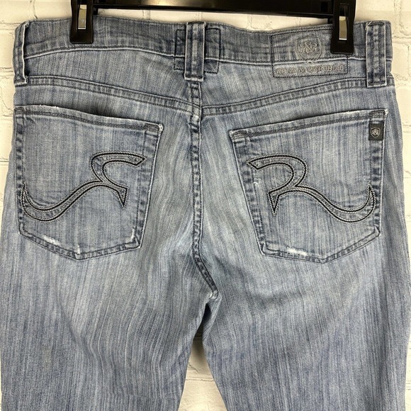 Rock & Republic Straight Leg Jeans Women's 32 Blue Whiskers Button Fly High Rise - Picture 6 of 9